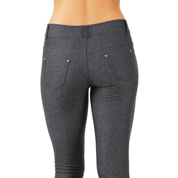 Jean Look Cotton Blend Jeggings Tights Slimming - Picture 2 of 6